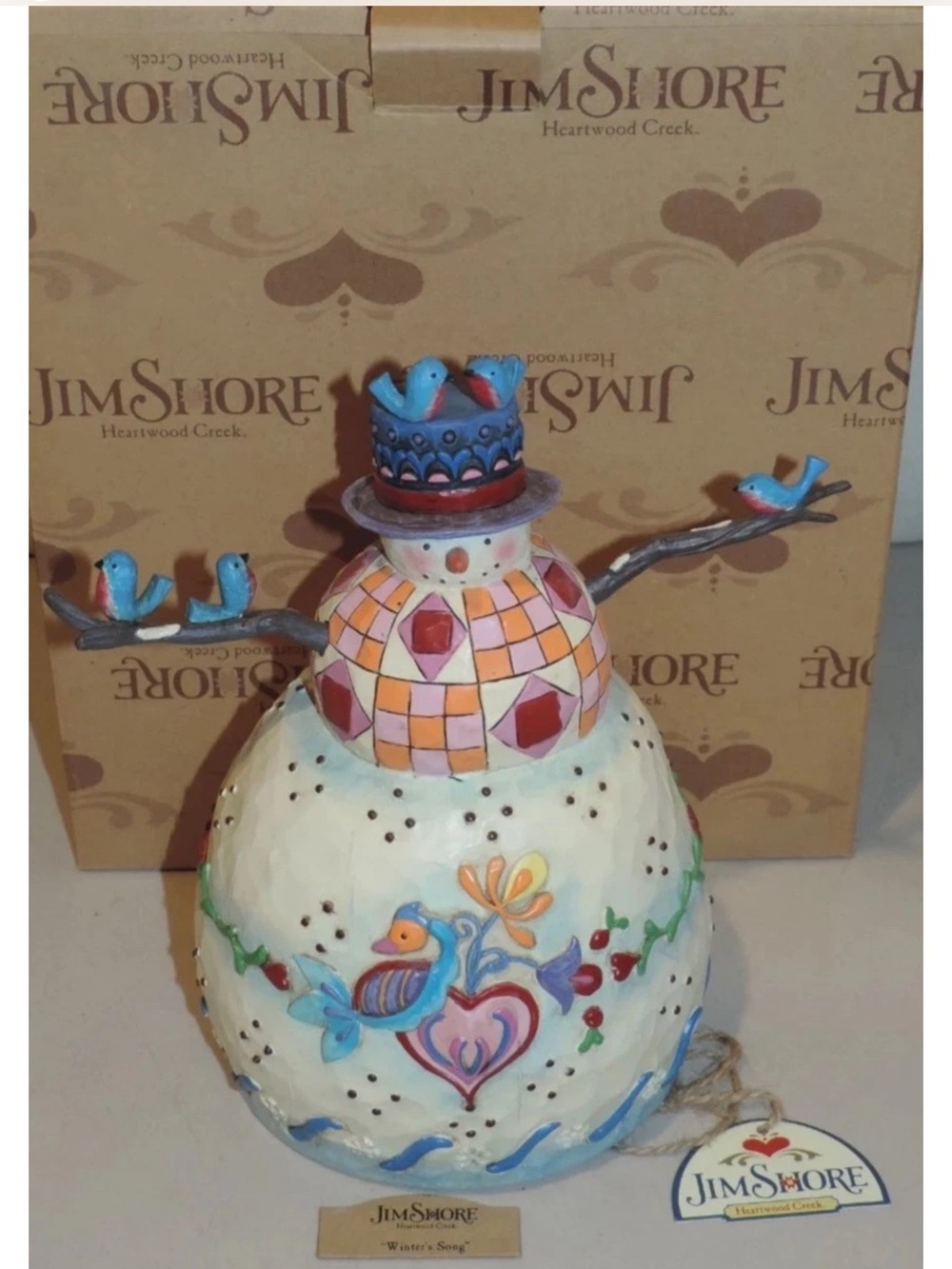 JIM SHORE WINTER'S SONG 8.5" TALL FIGURINE PACKING & TAGS #112250 BOXED
